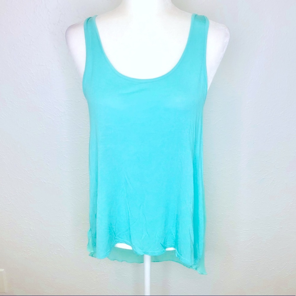 Mint Green Sheer High Low Tank Top